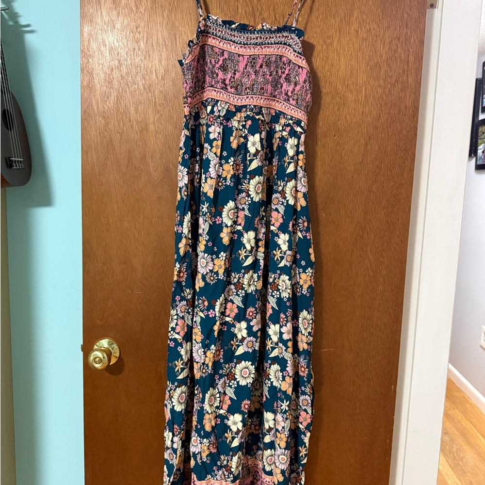 Cupshe Floral Maxi Dress with Pink and Blue Patterns NWT’S Med